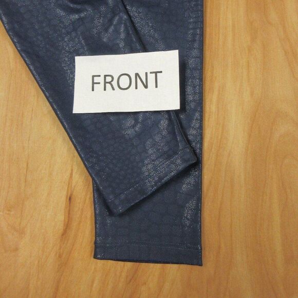 CARBON38 Crocodile Foil Navy Blue Metallic Leggings Size XS Shiny Animal Print - Picture 3 of 11